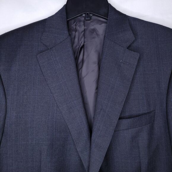 Canali Wool Blazer Mens 42 Black Plaid 2 Button Single Breasted - Picture 2 of 11